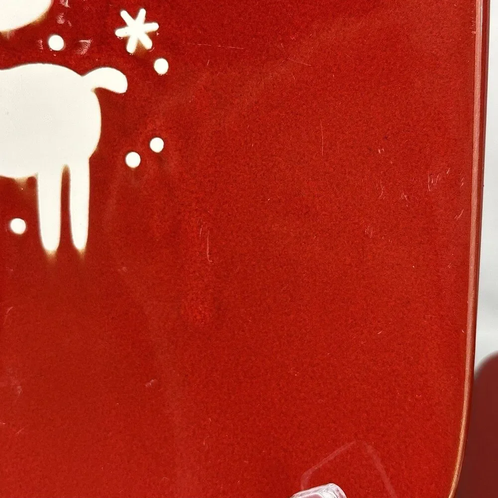 RARE WAECHTERSBACH 8.5”Red Salad Dessert Plate White Deer/Moose EMMA Germany